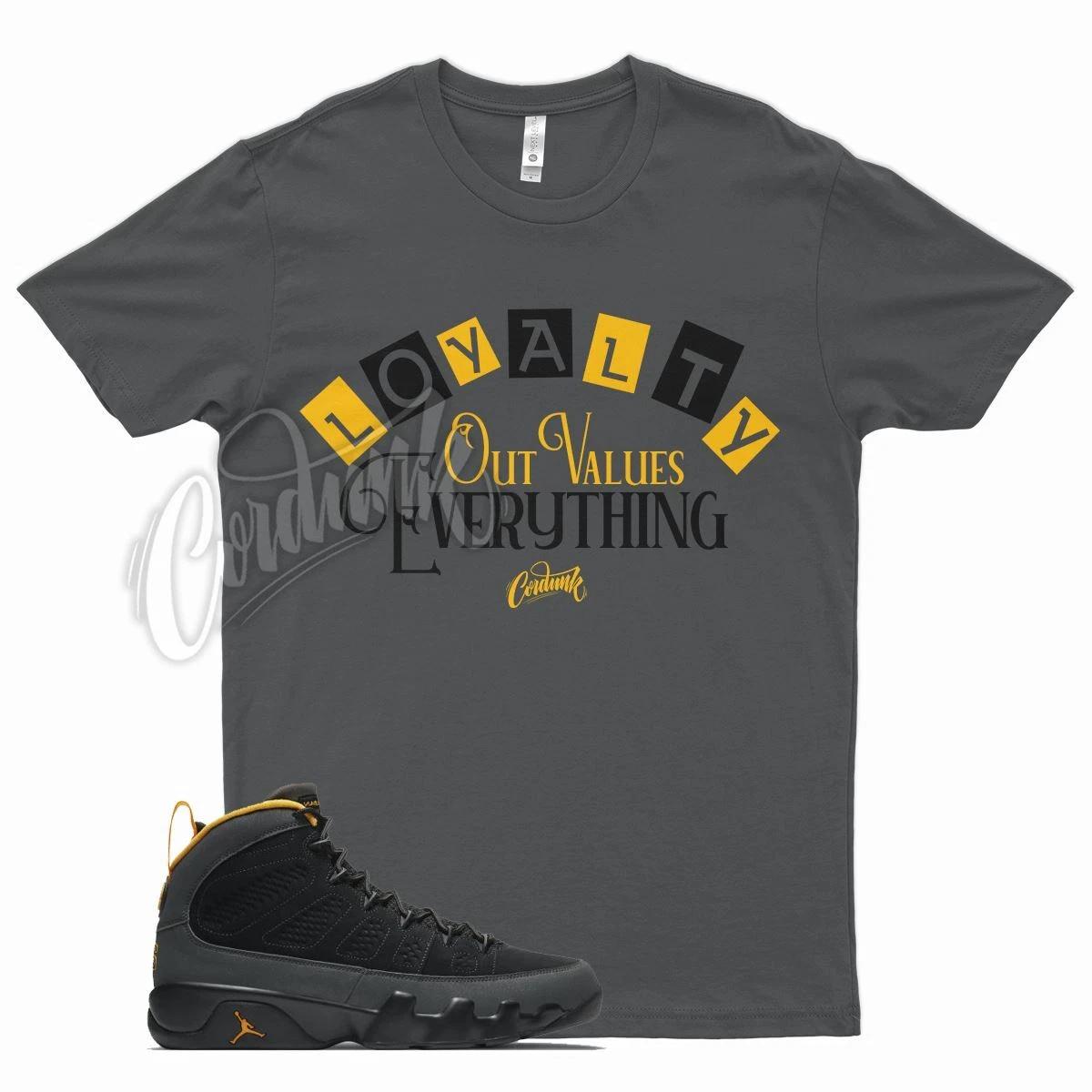 Grey LOYALTY T Shirt for J1 9 University Gold Yellow Charcoal Grey L