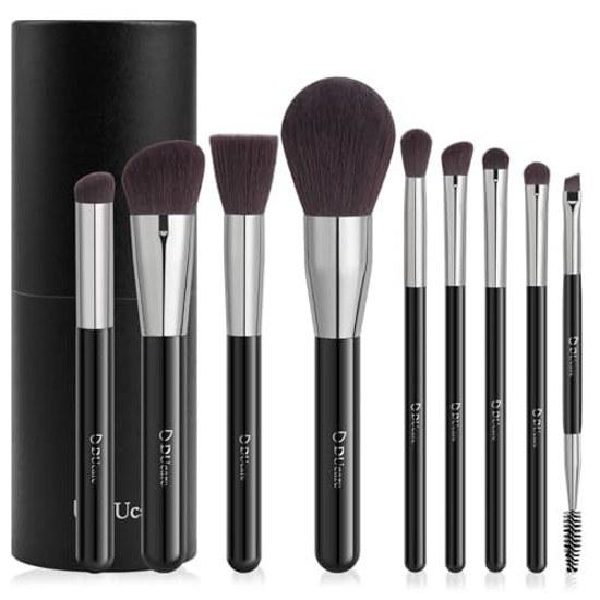 DUcare Makeup Brush 9-piece Set Brushes Tools Eyeshadow Face Made Carefully Selected Fine Bristles Includes Holder Case Portable Black Color D0911
