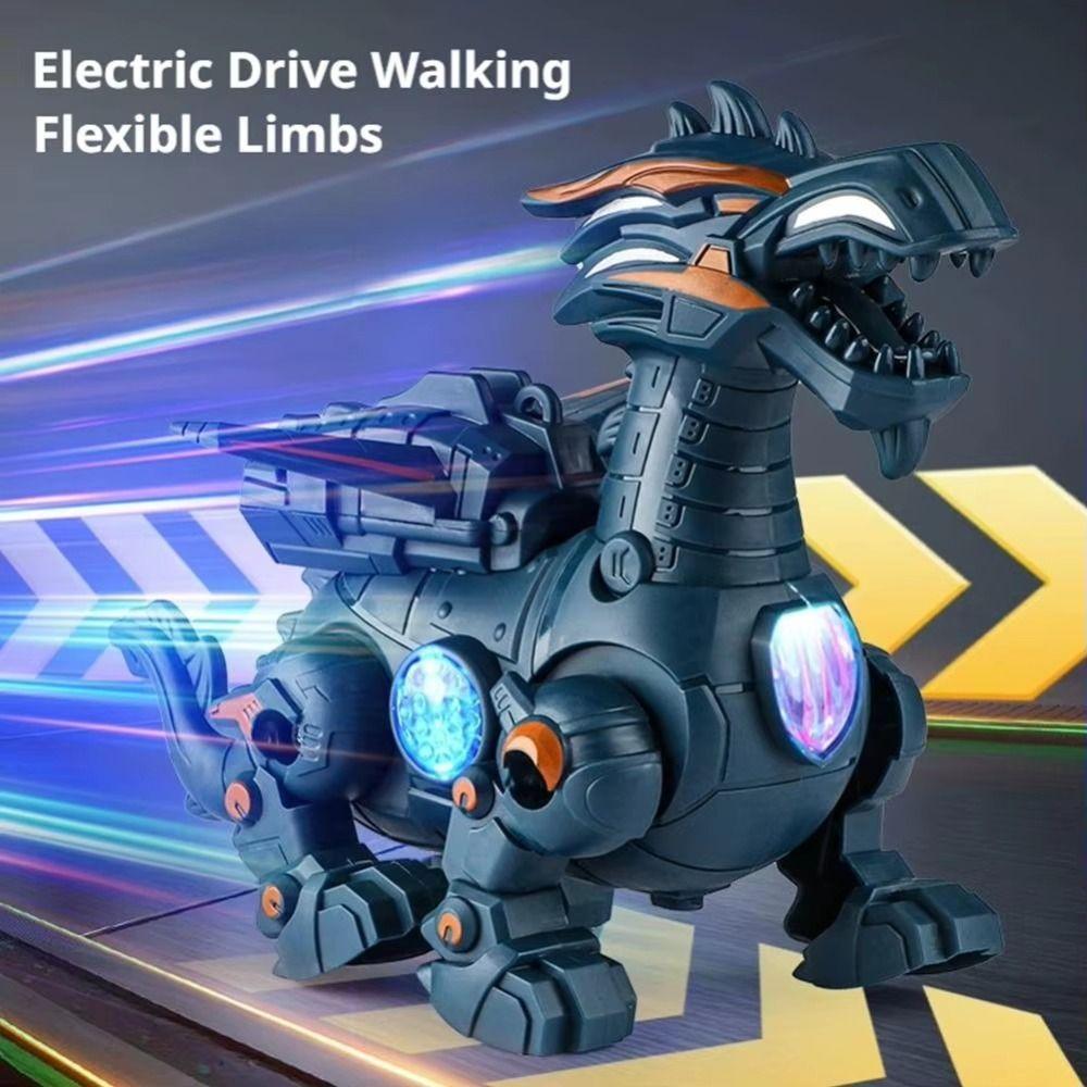 Cool Light Mechanical Dinosaur Electric Powered Simulation Fire Toy Entertainment Game