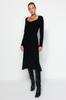 Women's Style Dress Mink Plain Sweetheart Collar Knitwear Dress