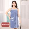 Toalla de baño envolvente con cierre de botón ajustable, sin mangas, forro polar de Coral suave, absorbente de agua, albornoz de bolsillo unisex, bata de baño para ducha