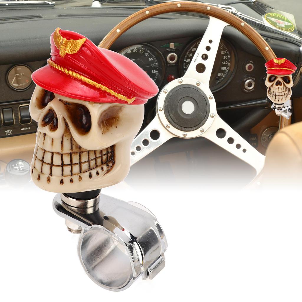 Skull Shape Stee  Wheel   3cm Diameter Metal Resin Turn Knob   for Cars Trucks Tractors Boats