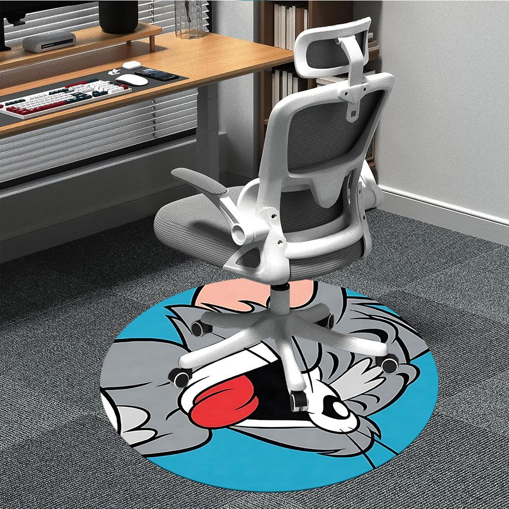 

1pc Tom Cat Office Round Area Rug, Under Office Chairs Bedroom Living Room Home Decor, Room Decoa1016115 80cm by 80cm