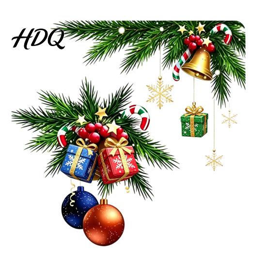 Easy Peel Wall Decals Christmas Window Clings Xmas Ball Gift Box with Pine Branch Holiday Balcony Glass Art Bell Snowflake Reusable Static