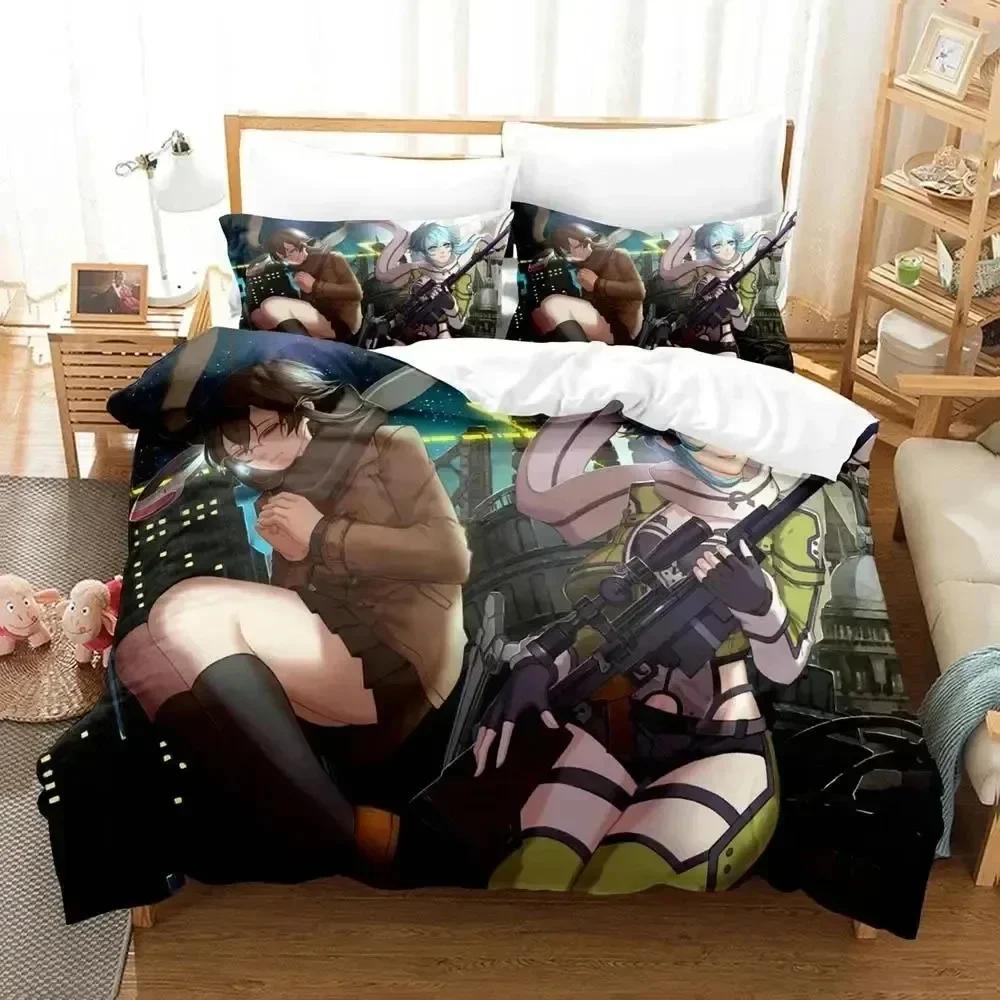 Anime Asada Shino Sword Art Online Printed Bed Set Duvet Cover Pillowcase Bedding Set Bed Linen Sheet Quilt Cover Full King Size
