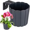 DDEF400W-405U BALCONY BOX FLOWER POT 38cm WITH HANDLES Gray Moisture Meter Stone