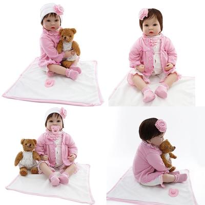 Decdeal R/éaliste B/éb/é Poup/ée 22 pouces 55 cm Reborn B/éb/é Poup/ée Fille Plein Silicone Princesse Poup/ée B/éb/é Jouet De Bain Avec Des V/êtements R/éaliste Mignon Cadeaux Jouet