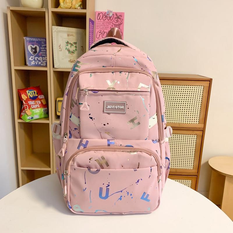 Female Large-Capacity Backpack Letter Print Students High School Schoolbag