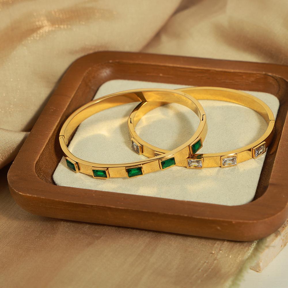 Vintage 18k Gold-plated Titanium Steel Bracelet Women's Senior Sense Zircon Bracelet Fashion Internet Celebrity Same Jewelry