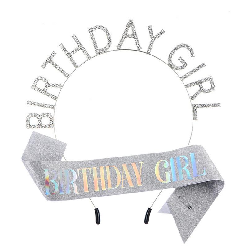 European and American Fashion Birthday Party Girl Headband Belt BIRTHDAY GIRL Headband Headdress Shoulder Strap Etiquette Belt 2026