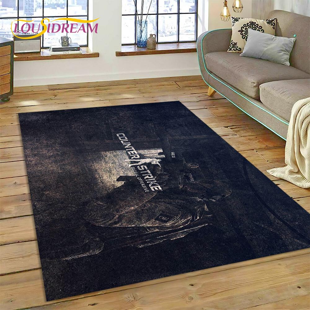 CS GO, Counter Strike Spiel Gamer HD Teppich für Wohnzimmer Schlafzimmer Dekoration, Bodenteppich rutschfeste Dekoration für Sofa Fußmatte Geschenk