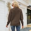 Autumn and winter women's fashion striped color blocking knit sweater long sleeve zipper lapel sweater