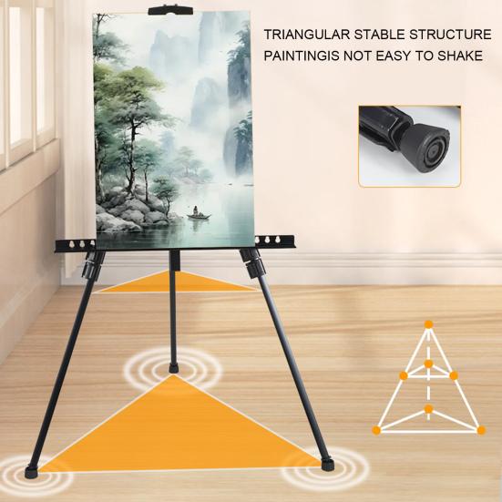 

1/2 шт 66-дюймовый металлический мольберт для картин на холсте, регулируемая высота, легкий 1pc чёрный