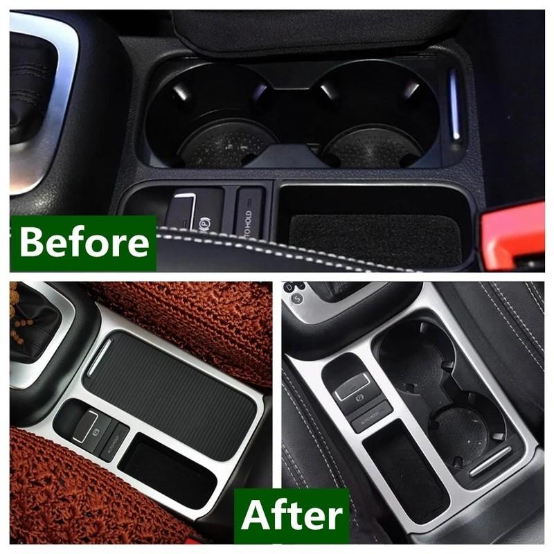 For Volkswagen VW Tiguan 2009 2010 2011 2012 2013 2014 2015 ABS Chrome Front Console Water Cup Holder Frame Cover Trims Sticker