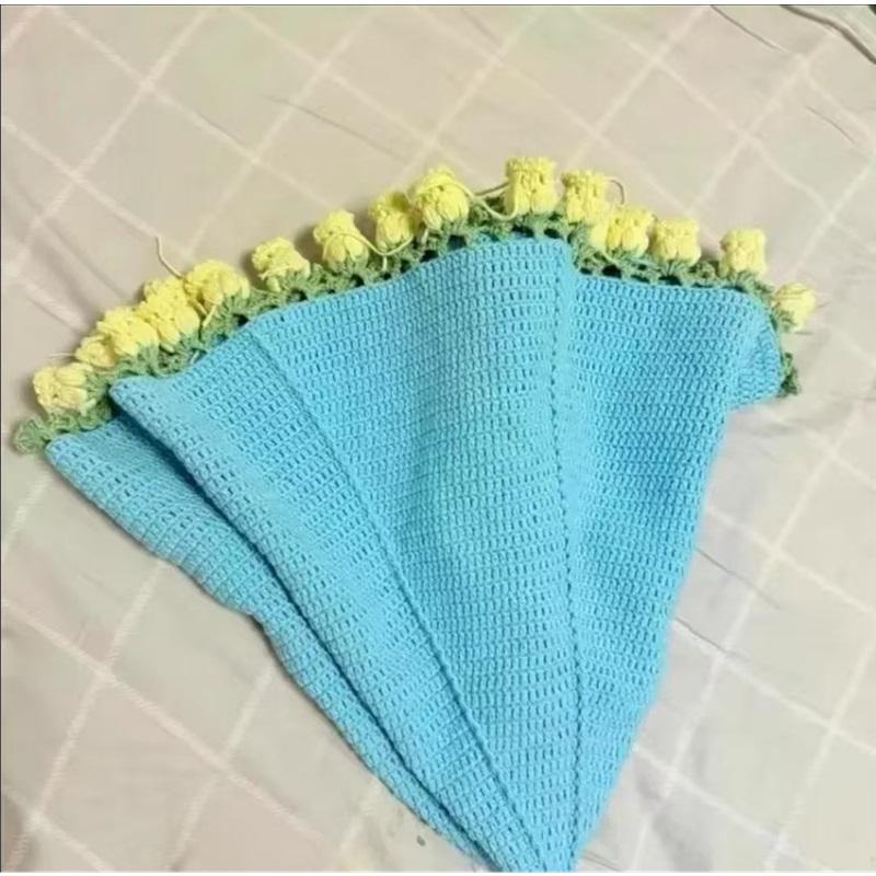 

Одеяло с букетом роз, набор для самостоятельного вязания из хлопчатобумажной пряжи, креативный подарок для лучших друзей, уютное одеяло 100 x 100cm