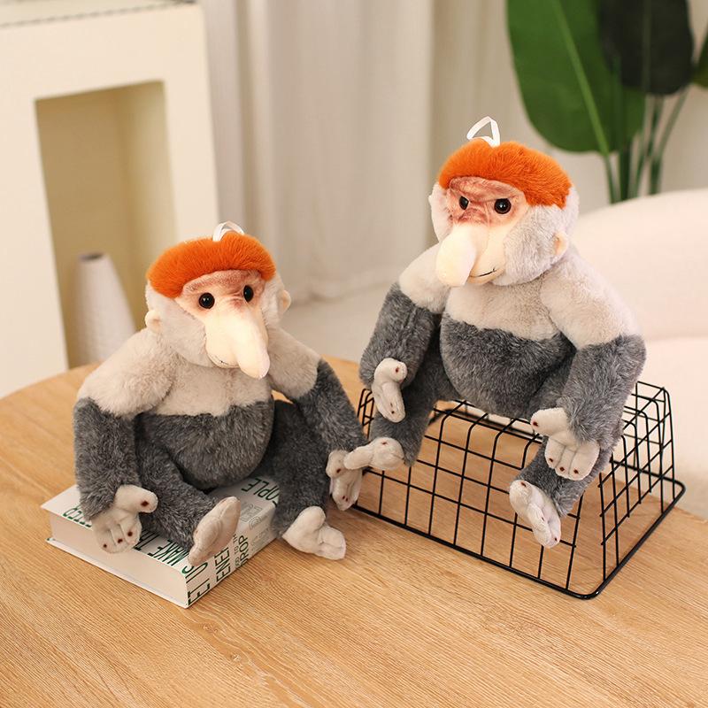 Simulation long nose monkey doll plush toy little monkey orangutan doll children soothing doll