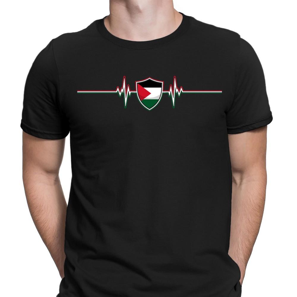 Free Palestine T-shirt Hartslag Vlag Red Gaza Solidariteit Mensenrechten PD255