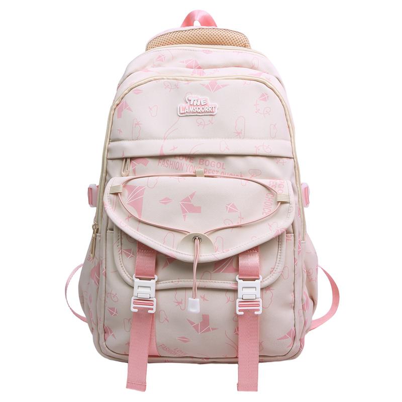 

Женский рюкзак большой вместимости с принтом, школьный ранец для старшеклассниц розовый