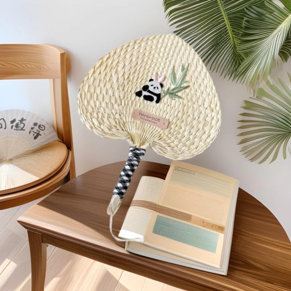 

Vintage Cattail Fan Chinese Style Handheld Fan Cute Woven Fan Home Style A