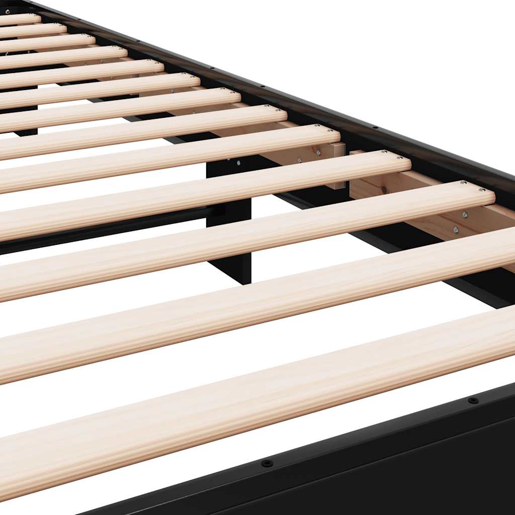 Bed Frame Black 75 x 190 cm Particleboard and Metal