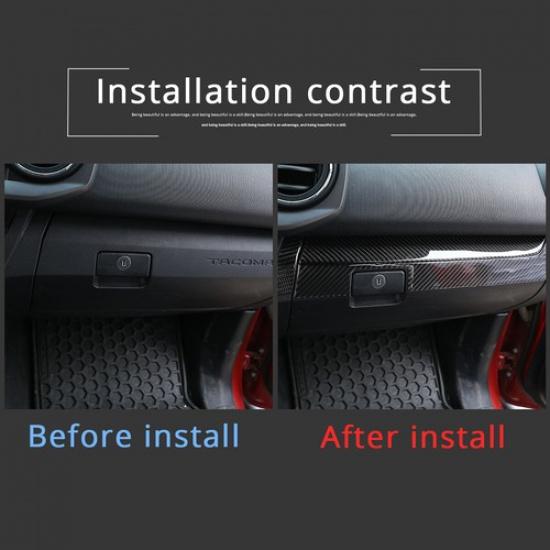 Carbon Fiber Co-pilot Central Control Panel Trim Fit For Toyota Tacoma 2015-