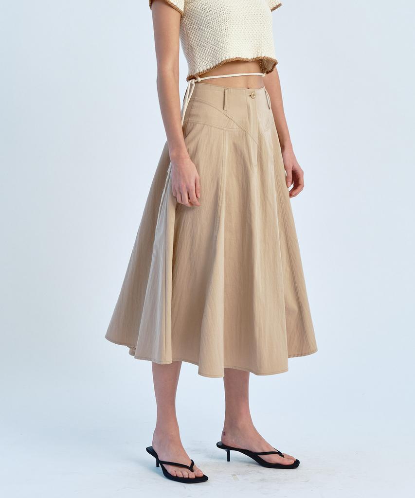 Soire Flared Full Skirt - Beige