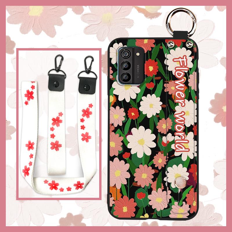 Lanyard Soft Case Phone Case For Nokia G100 Oil Painting Waterproof Anti-dust Wristband Shockproof Durable Kickstand