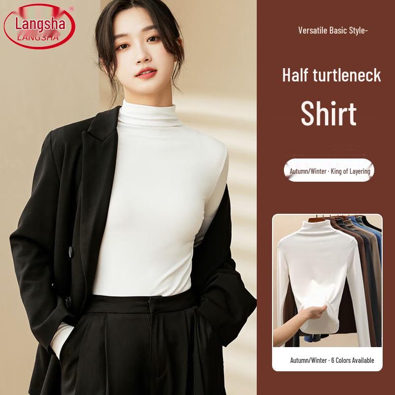 Langsha Women s Modal Thermal Semi-High Collar Long Sleeve Top XL