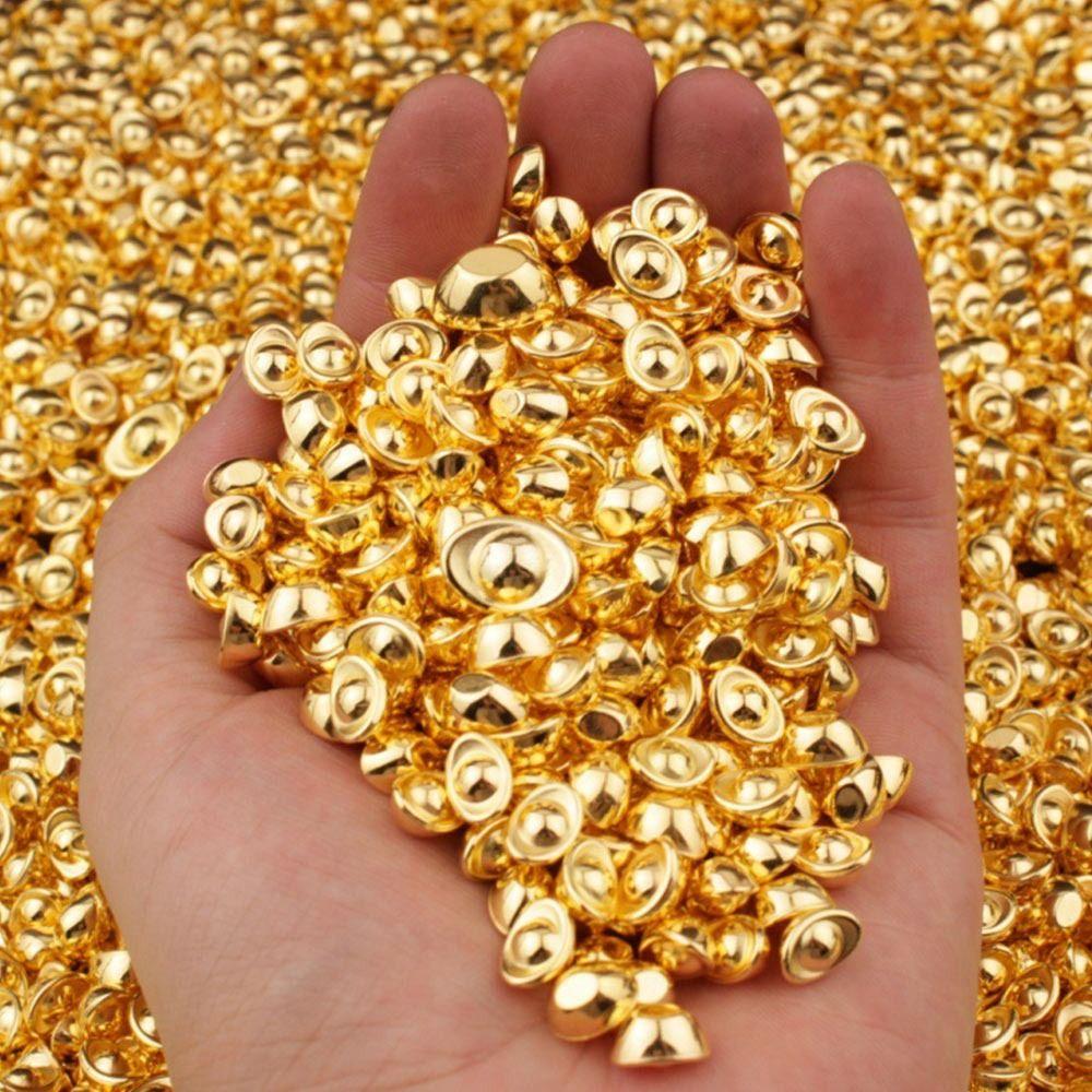 100PCS Gold Miniature Gold Ingots Luck Charms Dollhouse Accessories  Desktop Ornament