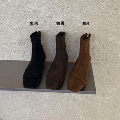 Retro Inner Heightening Pointed Versatile Short Boots Early Autumn New Thin Boots Small Bare Boots Fashion Short Boots Women