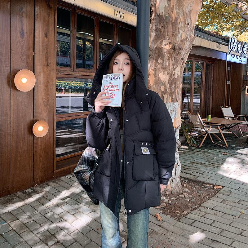 2025 Fall/Winter New Hooded Down Cotton Jacket Women's Plus Size Bread Jacket Loose Women's Thickened Padded Jacket Cotton Jacket