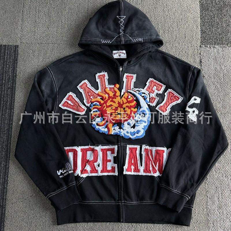 Premium Streetwear Hoodie With Rhinestone Embellishment Oversized Zip-Up Sweatshirt Men Cotton Blend Loose Fit