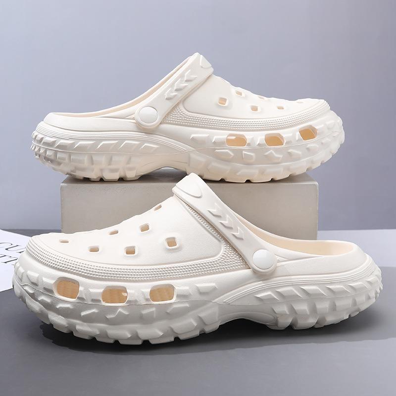 Hole shoes thick-soled men's summer wear non-slip bag head drag tire sole height increase breathable couple non-smelly feet beach shoes