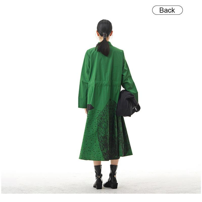 Štýlová bunda Hepburnová Nadmerná veľkosť Dámska Jarná a jesenná Temperament Pôvodná Abstraktná Potlač Šaty s kravatou Voľné