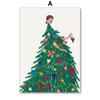 Christmas Tree Girl Santa Claus Car Gift Party Wall Art Canvas Painting Nordic Posters Prints Picture For Living Room Home Decor
