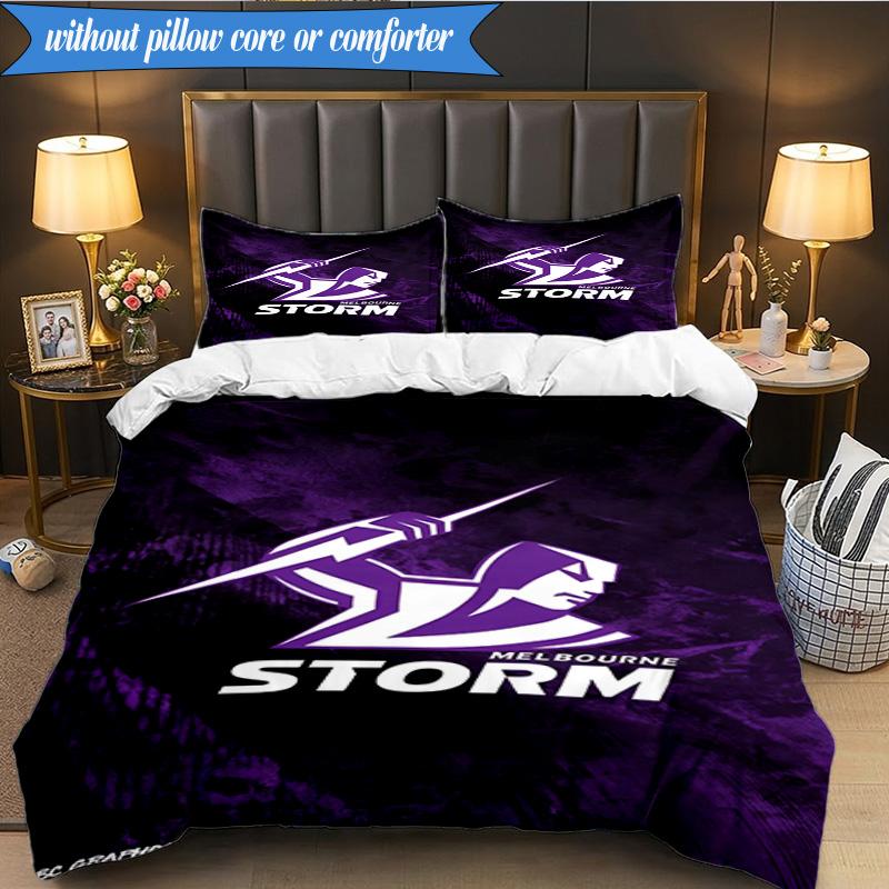 3PCS Melbourne Storm Team Bedding Set 2D Printing (Includes 1 Duvet Cover + 2 Pillowcases Coreless), Bedroom decor,Fan Gift