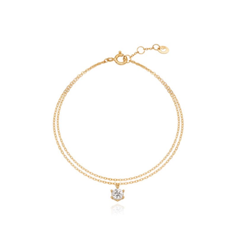 Tirr Lirr Single Round Cubic Silver Yellow Bracelet TBSSVG10678M