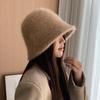 A Warm and Faceless Korean Version of A Versatile Basin Hat with A Faux Rabbit Fur Bucket Hat