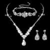 Wedding Jewelry Set Three-piece Set Bright Rhinestones Zircon Angel Teardrop Necklace Earrings Bracelet