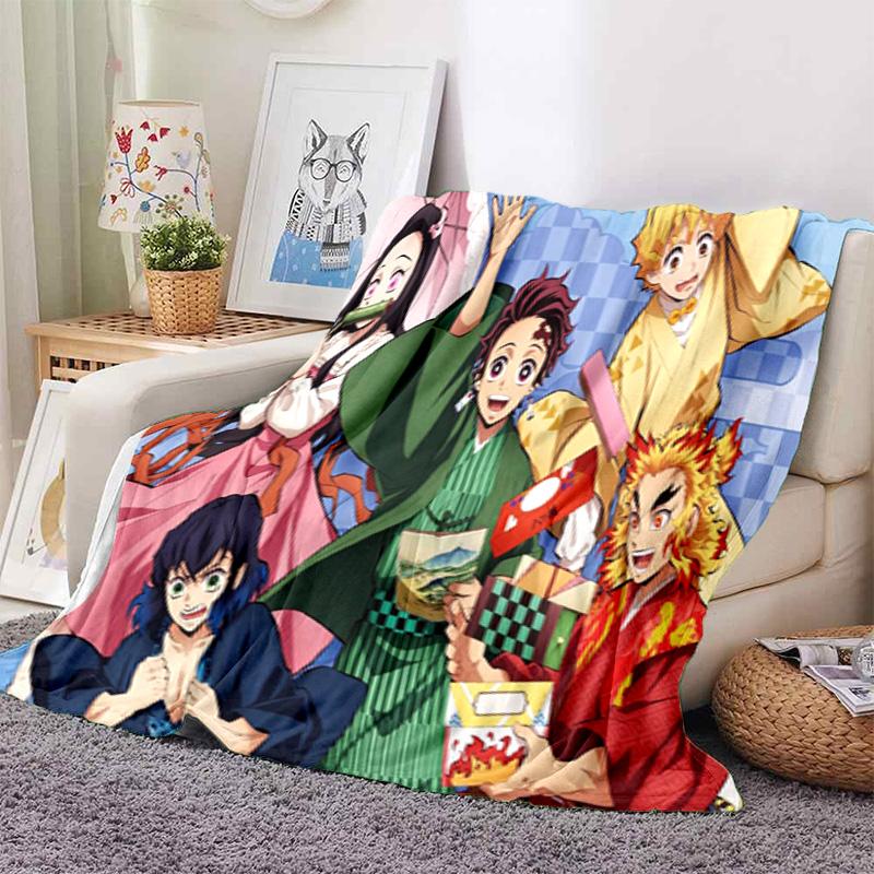 Japanese manga artist Koyoharu Gotouge's Demon Slayer blanket Soft and portable four season home bed, office travel, lunch break, warm blanket K24