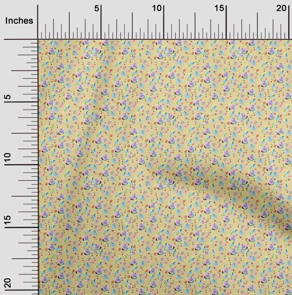 oneOone Cotton Flex Fabric Brush Stroke & Fruits Print Fabric By Yard 40 Inch