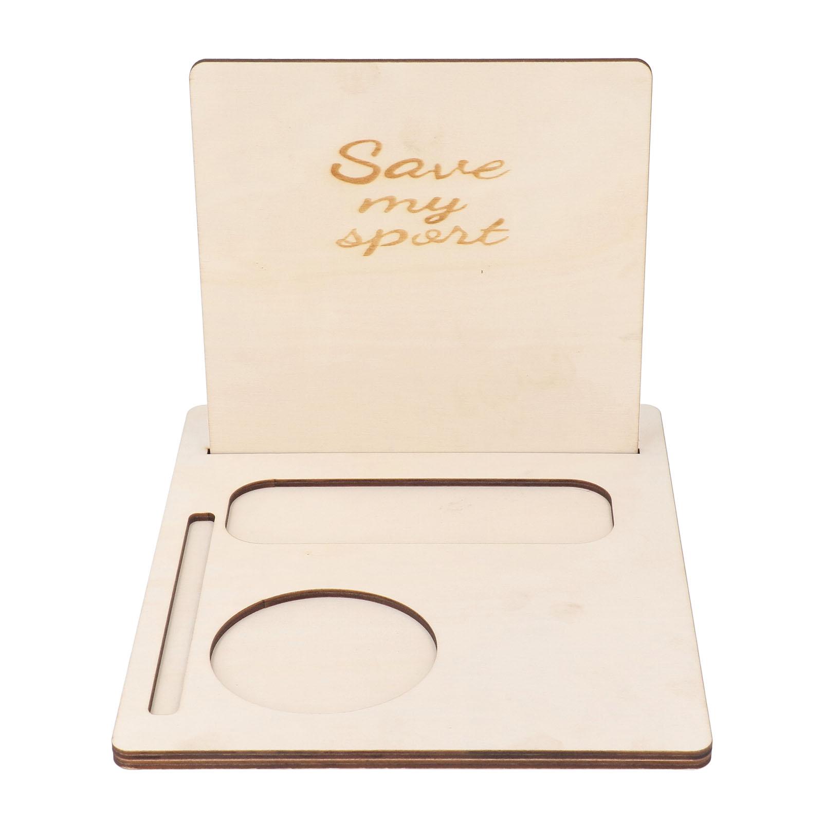 

Wood Book Rest Bookcase Wooden Triangular Book Stand with Coffee Drink Holder Engraved Text