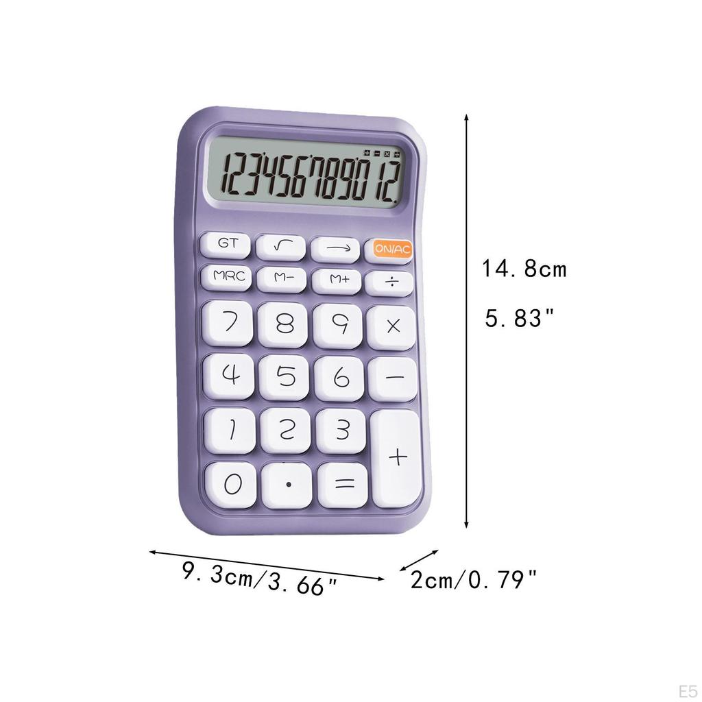 Handheld Mute Mechanical Calculator 12 Digits 14.8x9.3cm Ergonomic 18 Degree Tilt Screen for Office
