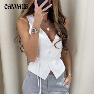 Summer Lace Up Casual Women's Vest Tops Holiday Loose Fashion Tank Top