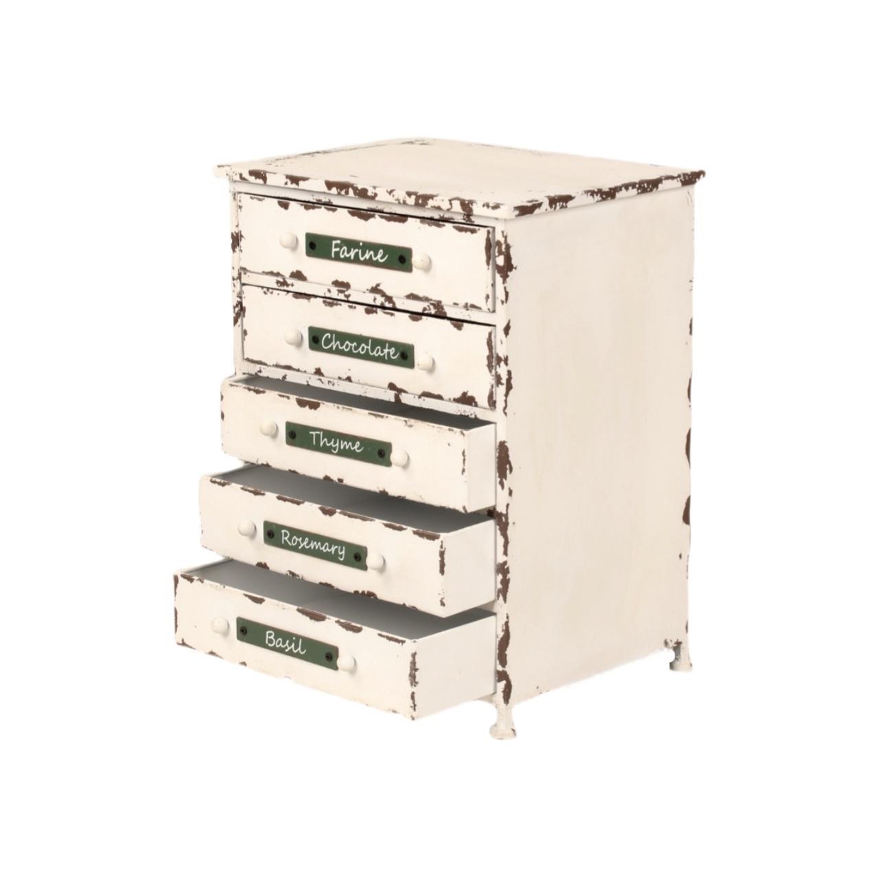 Кованое железо Винтажный Потертый Комод с пятью ящиками для садовых принадлежностей и хранения журналов 14550₽