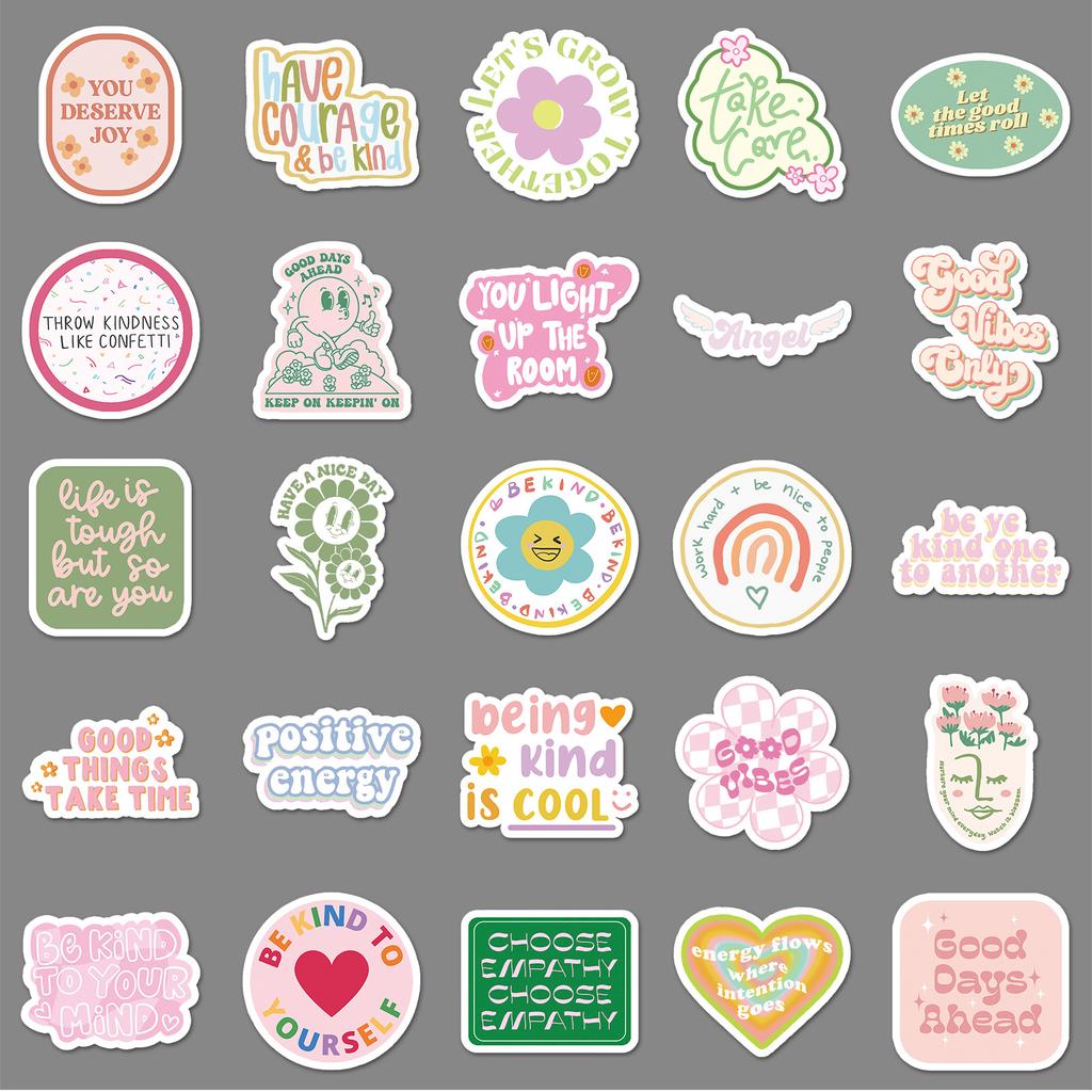 50 Danish Flour Inspirational English  Slogans Water-Repellent Decorative Water Cup Suitcase Mobile Phone Case Decals