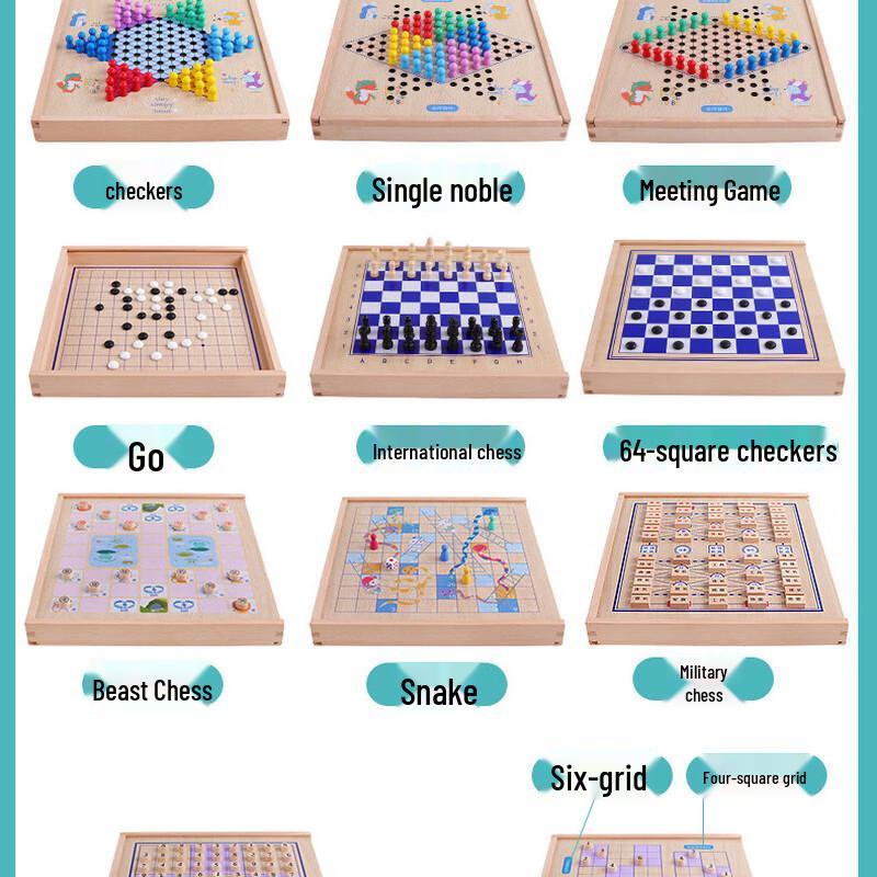 27-in-1 Multi-Game Wooden Board Set