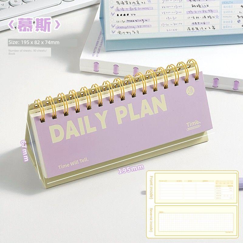 

Grade Three Class Two Daily Plan Can Be Daily Planner Self-Discipline Clock-in Schedule Book Memo Office Notepad Mousse (yellow purple)