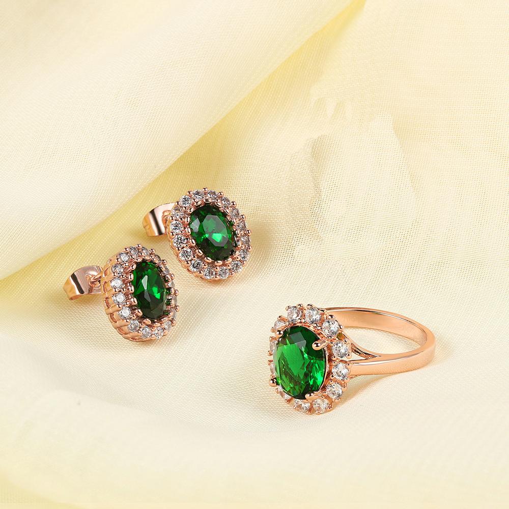 

ZHOUYANG Jewelry Set For Women Korean Style Rose Gold Color Red Austrian Crystal With 2 Pcs Ring Eearrings Wholesale ZYS113 10