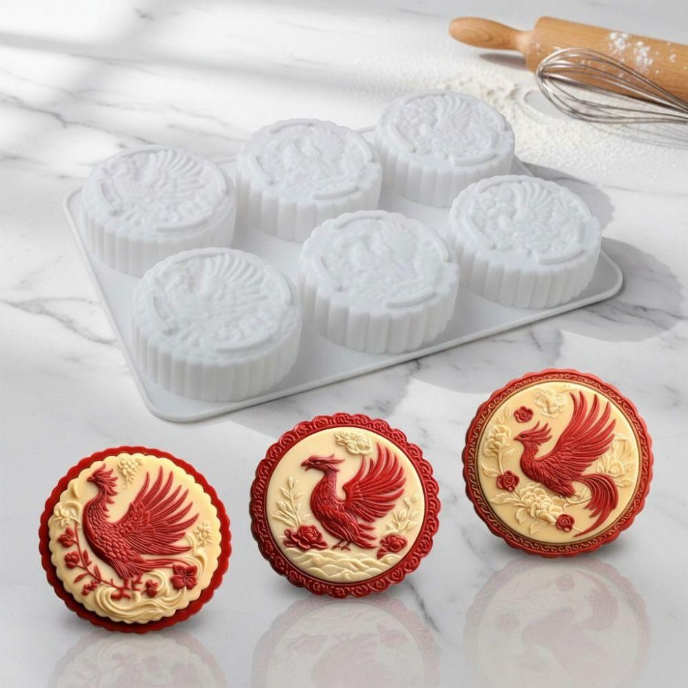 Silicone Auspicious Clouds Mooncake Mold 6 Cavities Mung Bean Cake Mold Soap Mold  Kitchen